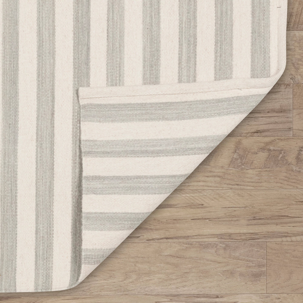 Ladder Stripe Handwoven Wool Rug | Grey/Ivory