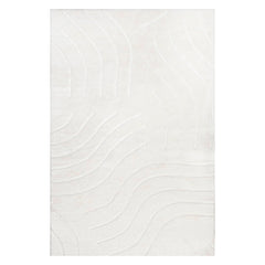 Doretta Waves Washable Faux Rabbit Rug | White