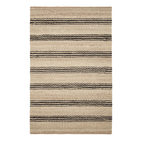 Jute Ticking Handwoven Jute Rug | Black