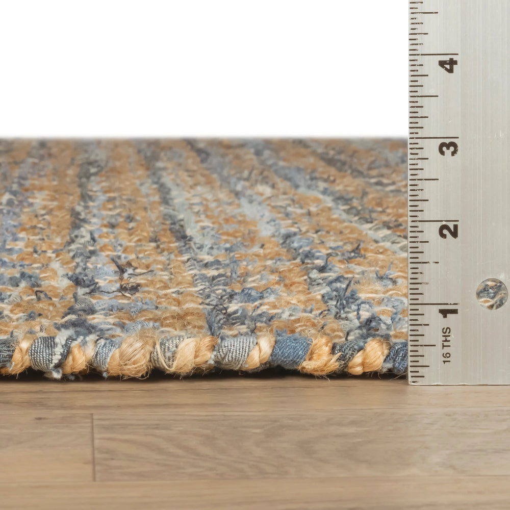 Geometric Rag Handwoven Jute Rug | Denim