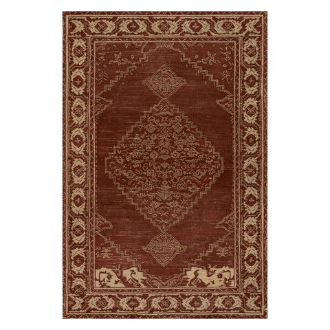 Quenl Vintage Handmade Wool Rug | Red