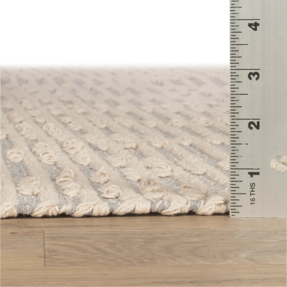 Textured Diamond Handwoven Cotton Rug | Grey/Ivory