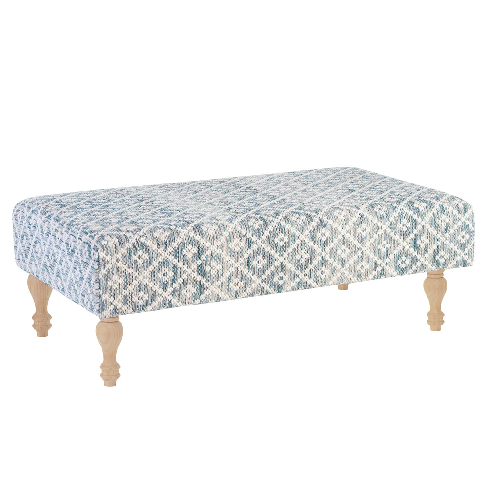 Melange Diamond Blue Custom Rug Ottoman | Blue