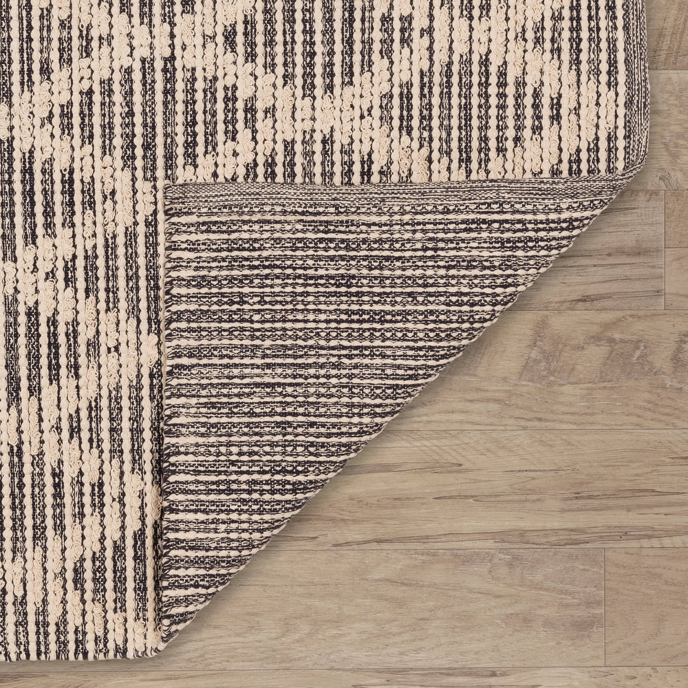 Textured Diamond Handwoven Cotton Rug | Blue/Ivory