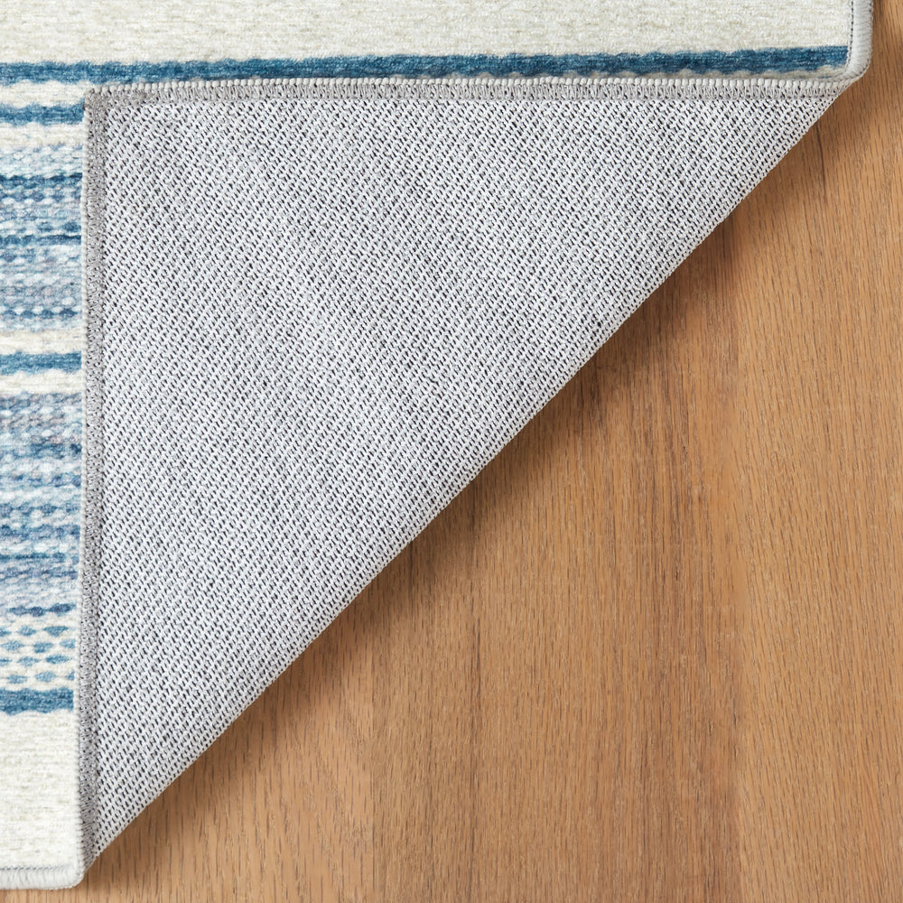 Ellington Stripe Machine Washable Rug | Blue