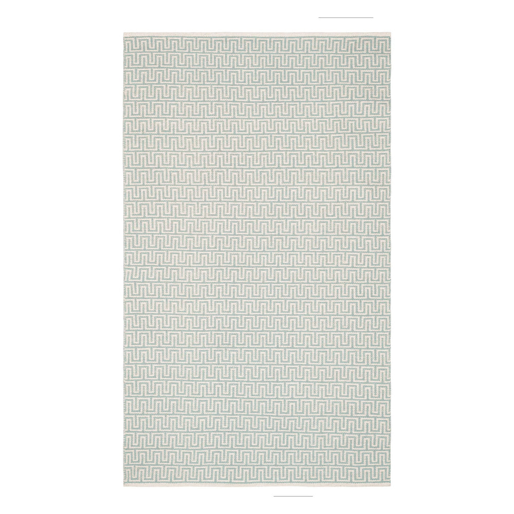 Zipper Handwoven Cotton Rug | Blue/Ivory