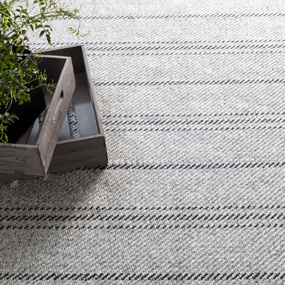 Melange Stripe Handwoven Indoor/Outdoor Rug | Grey/Black