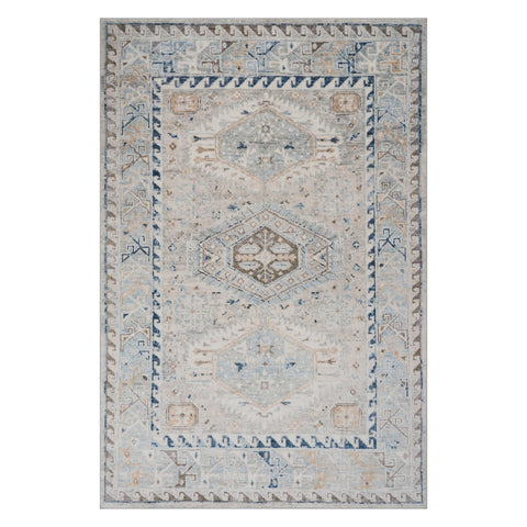 Lorayne Bordered Medallion Washable Rug | Blue