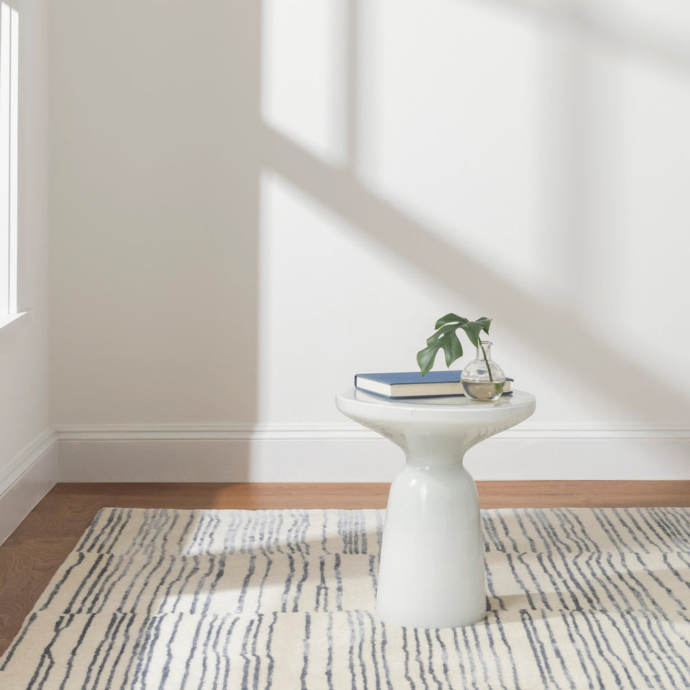 Striae Hand Tufted Wool Rug | Pewter Blue