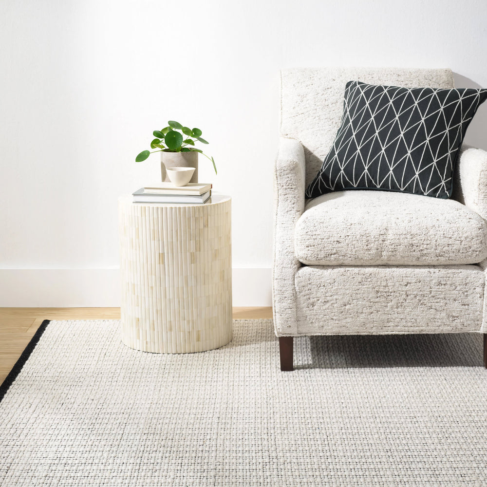 Ribbon Handwoven Wool Rug | Ivory/Black