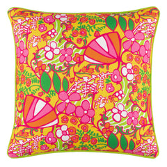 Psychedelic Floral Indoor/Outdoor Decorative Pillow Cover | Yellow