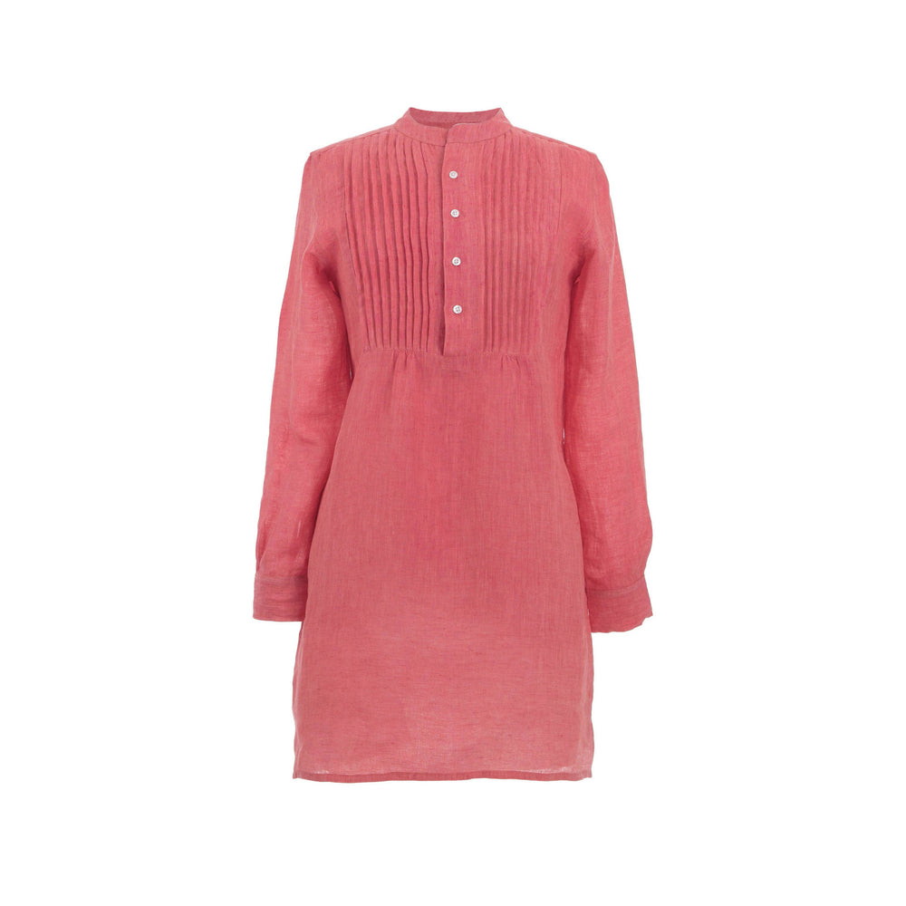 Chambray Pleated Linen Tunic | Pink