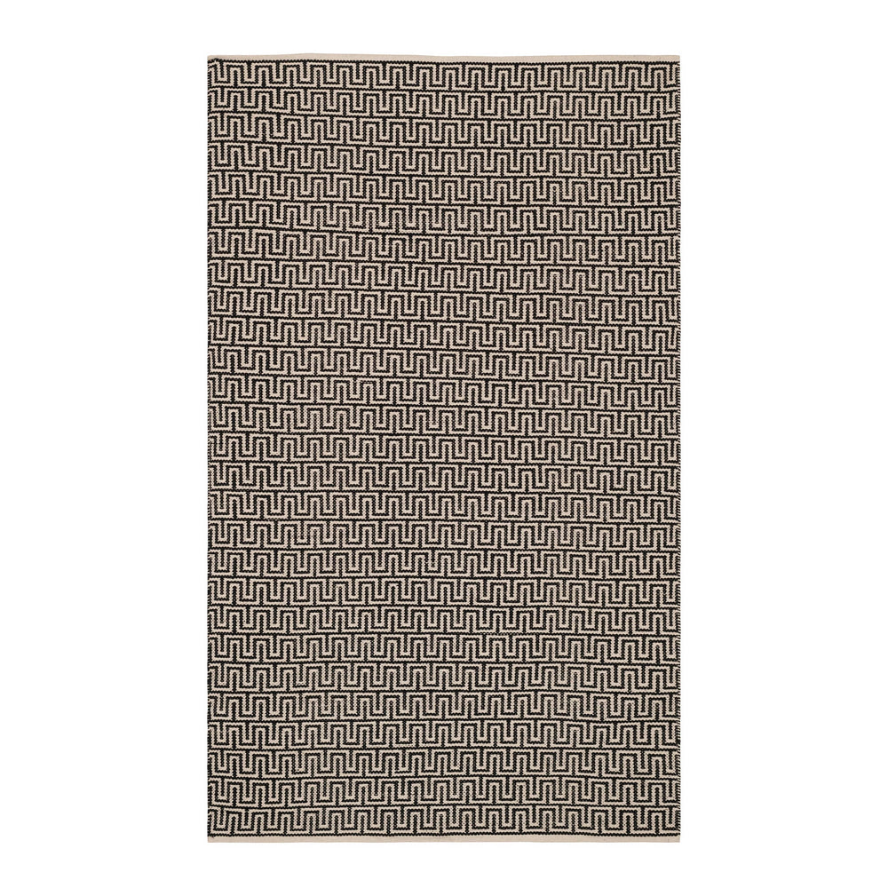 Zipper Handwoven Cotton Rug | Black/Ivory