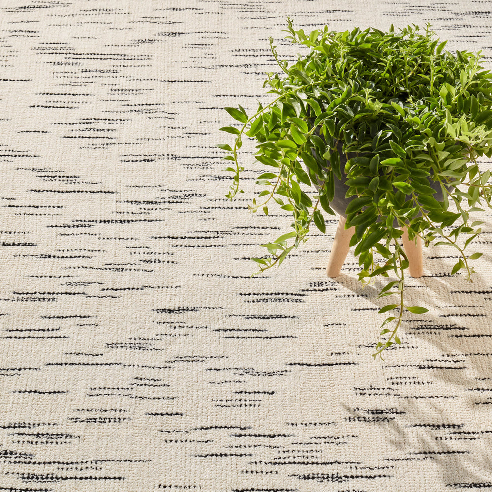 Ozzie Hand Loom Knotted Wool Rug | Black/White