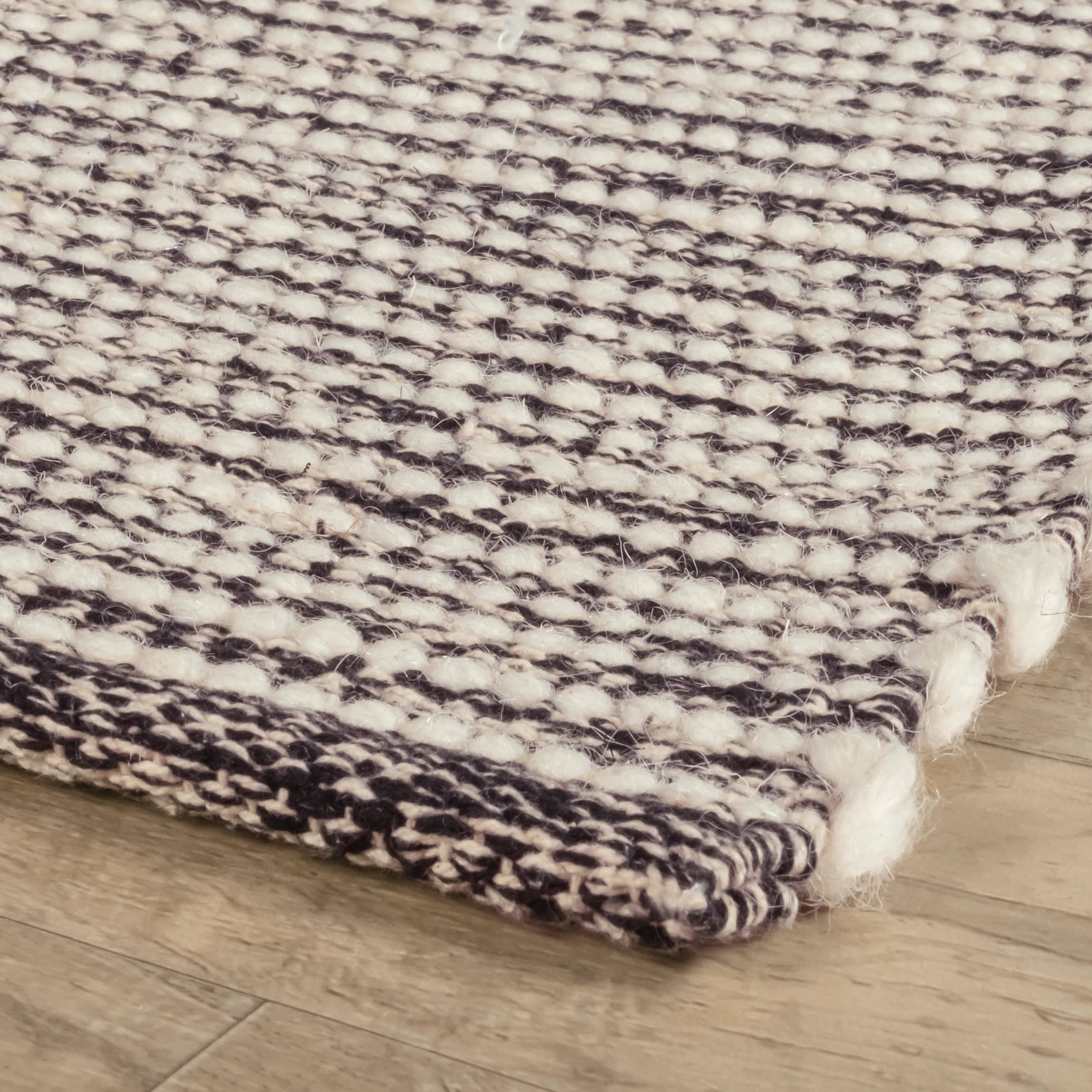 Mixed Stripe Handwoven Rug | Black/Ivory – Annie Selke