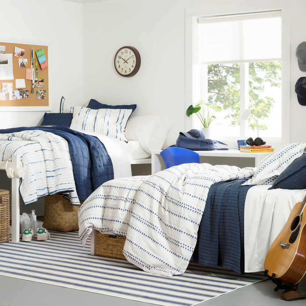 Awning Stripe Machine Washable Rug | Blue
