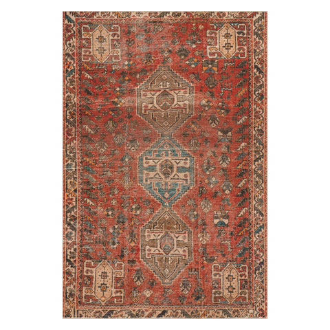 Madel Medallion Washable Rug | Red