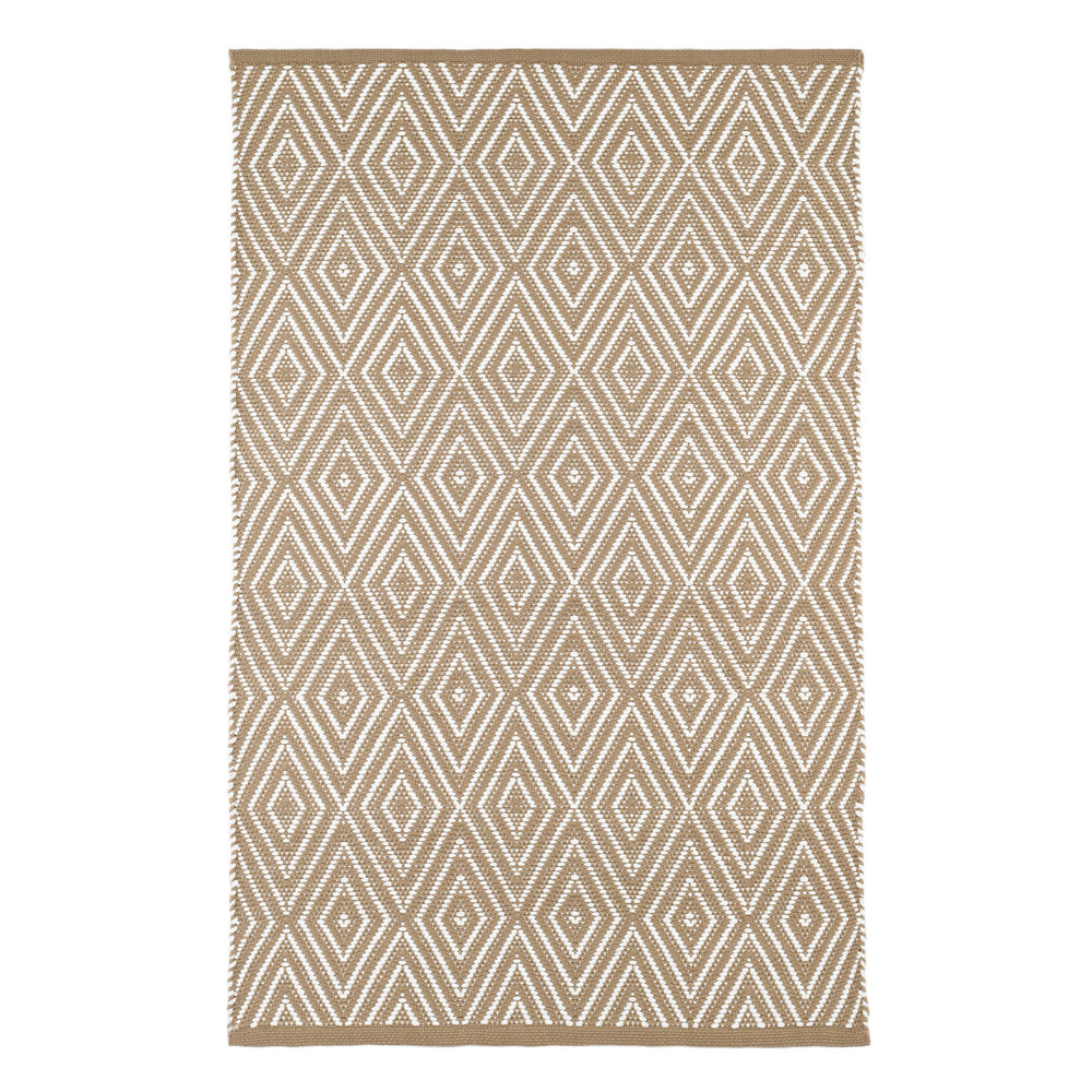 Diamond Handwoven Indoor/Outdoor Rug | Khaki/White