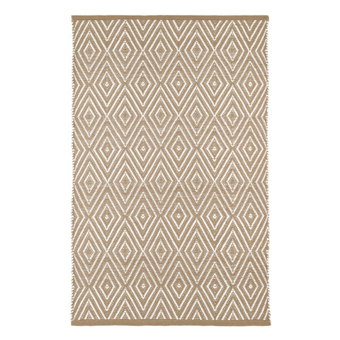 Diamond Handwoven Indoor/Outdoor Rug | Khaki/White