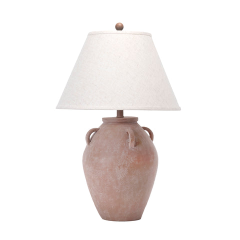 29-inch Vintage Resin Amphora Table Lamp | Beige