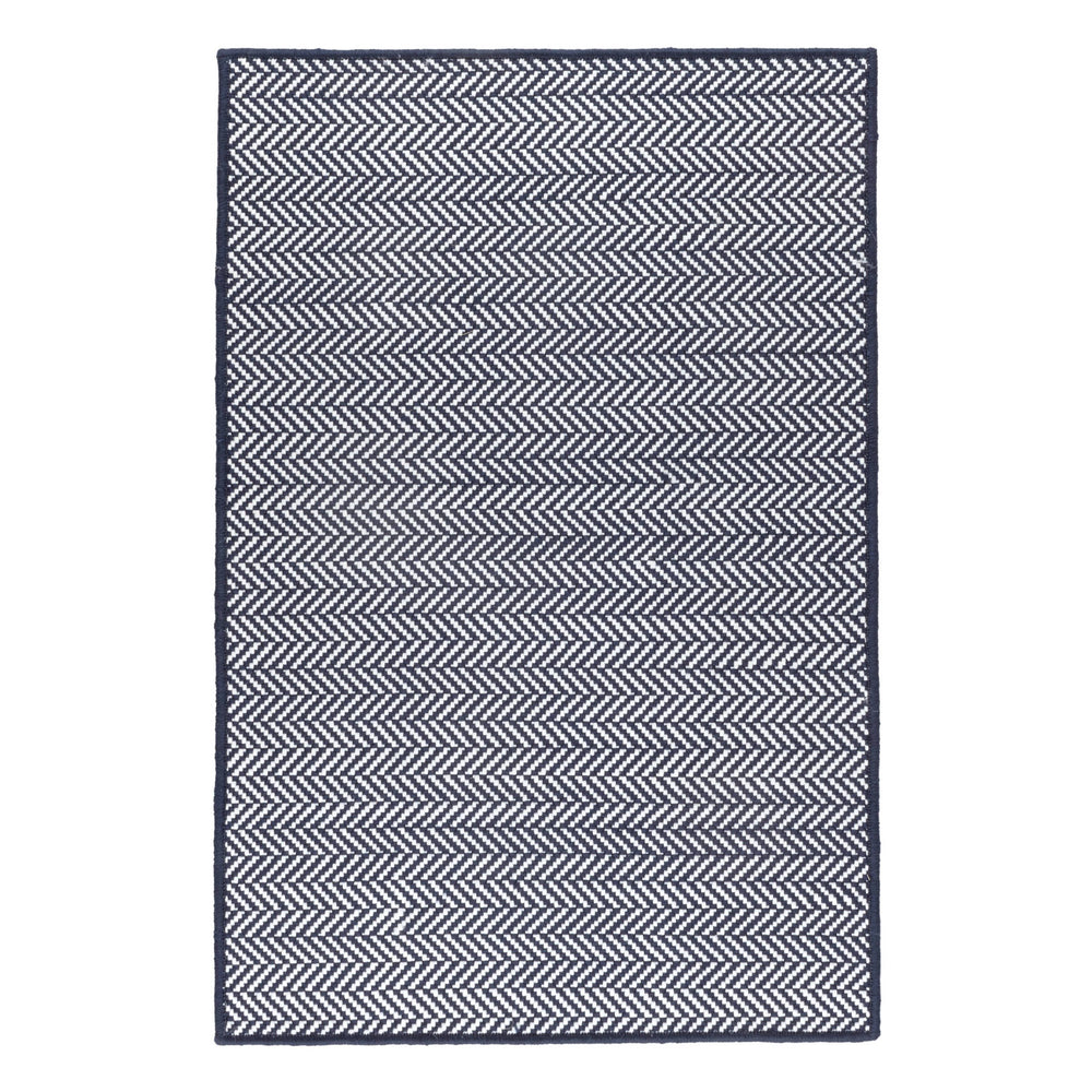 Herringbone Handwoven Indoor/Outdoor Custom Rug | Indigo/White
