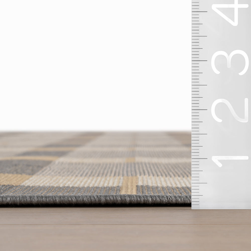 Sundara Modern Plaid Indoor/Outdoor Rug | Blue Multi
