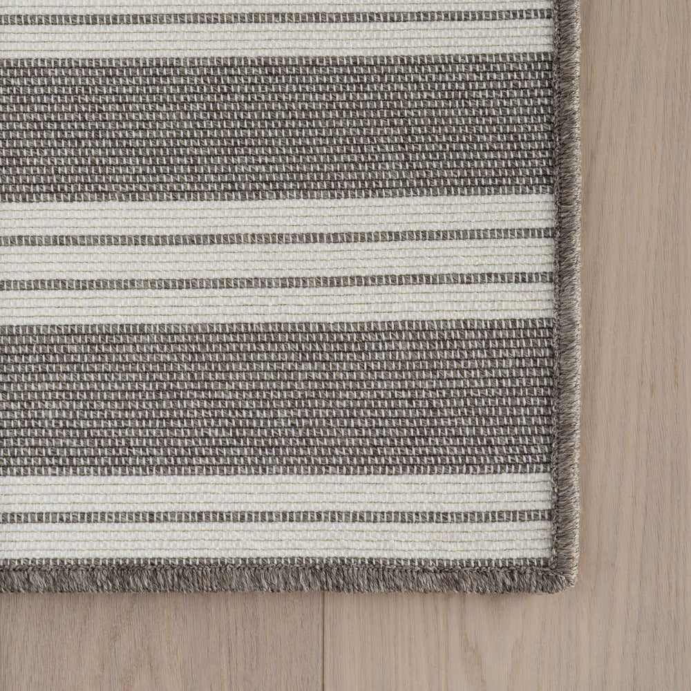 Meredith Wide Striped Indoor/Outdoor Custom Rug | Grey