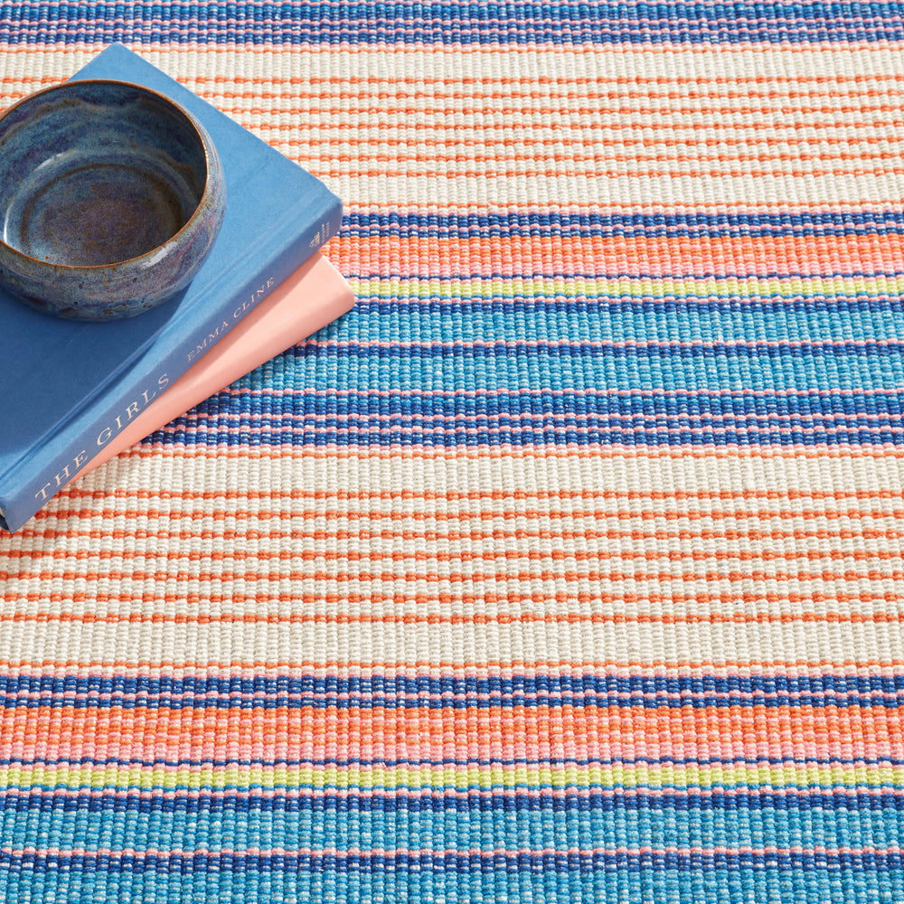 Sloane Stripe Handwoven Cotton Rug | Sunset