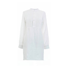 Chambray Pleated Linen Tunic | White