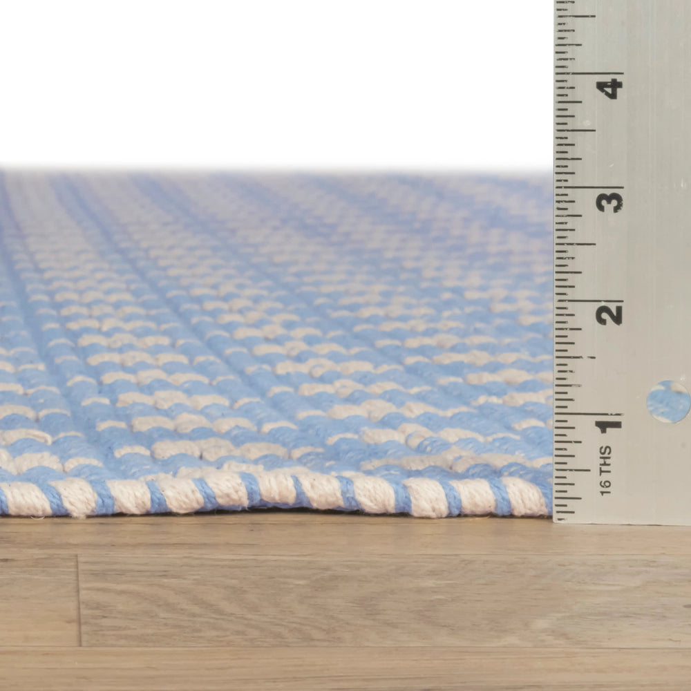 Dainty Diamond Handwoven Cotton Rug | Denim/Ivory