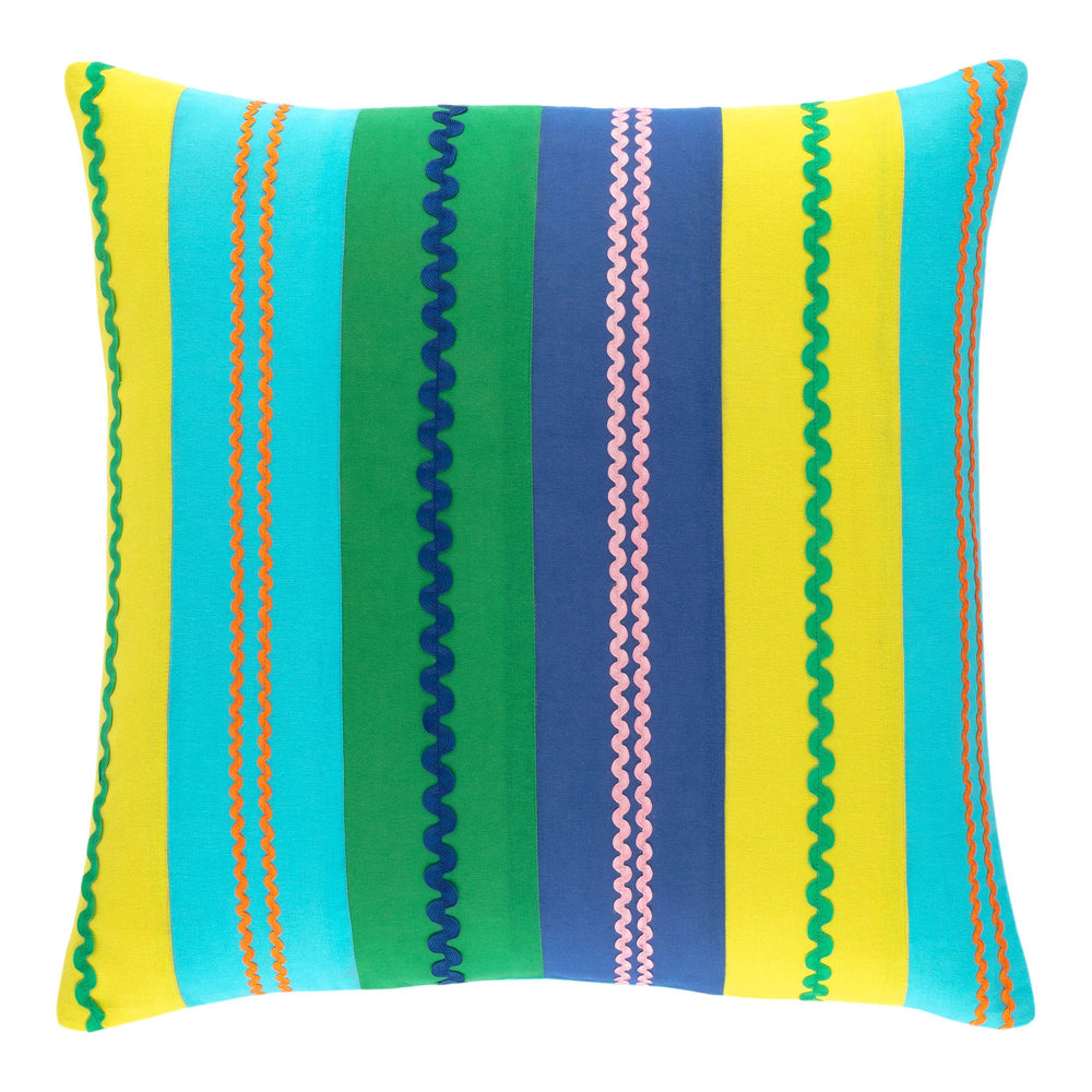Ric Rac Stripe Decorative Pillow Cover | Blue/Green