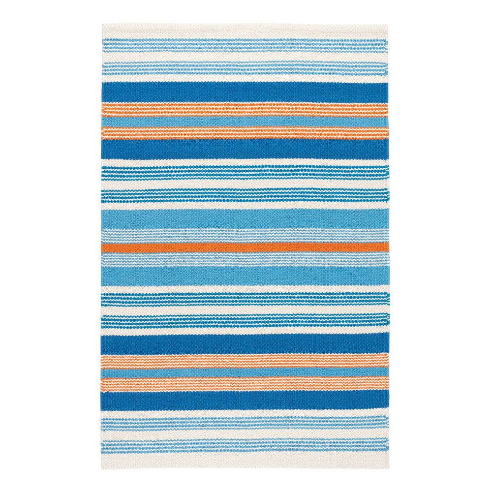 Wavy Stripe Handwoven Cotton Rug | Navy
