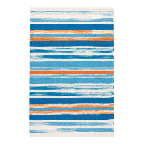 Wavy Stripe Handwoven Cotton Rug | Navy