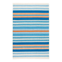 Wavy Stripe Handwoven Cotton Rug | Navy