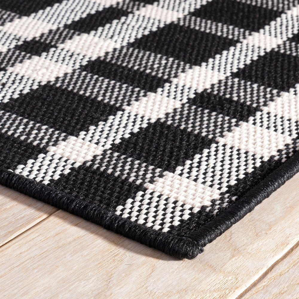 Tattersall Handwoven Indoor/Outdoor Custom Rug | Black