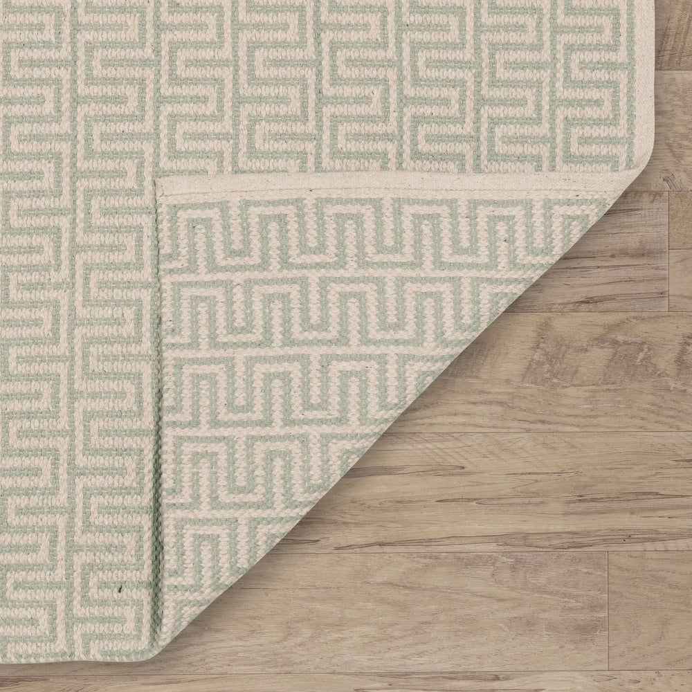 Zipper Handwoven Cotton Rug | Blue/Ivory
