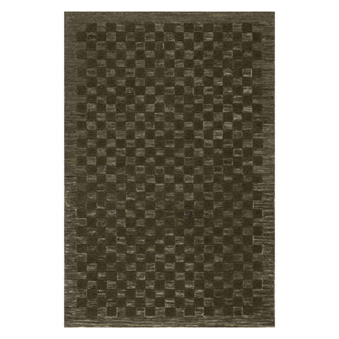 Linthea Modern Checkered Handmade Wool Rug | Green