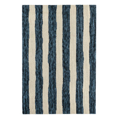 Silas Stripe Hand Micro Hooked Wool Rug | Navy