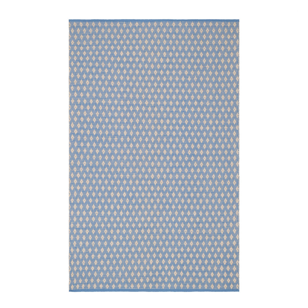 Dainty Diamond Handwoven Cotton Rug | Denim/Ivory
