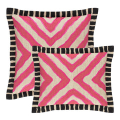 Arrows Linen Embroidered Decorative Pillow Cover | Pink/Natural