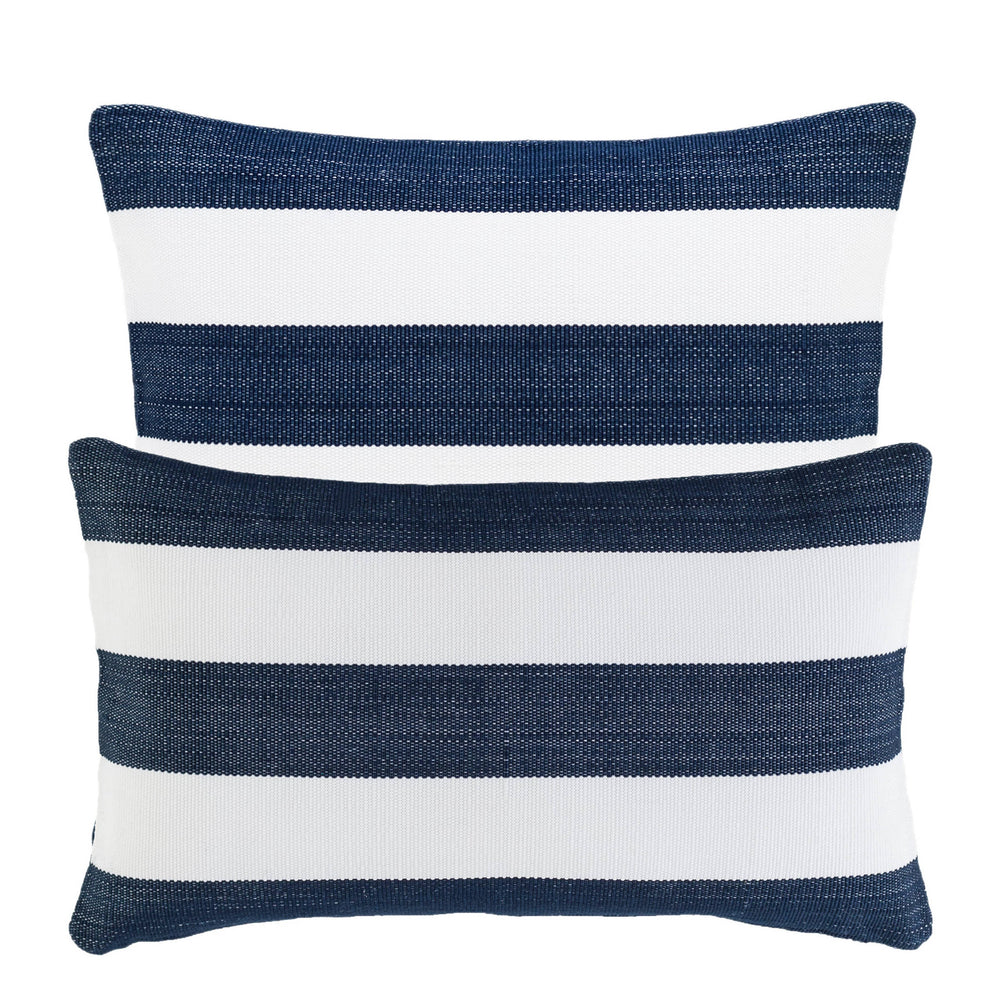 Catamaran Stripe Indoor/Outdoor Decorative Pillow | Navy/White