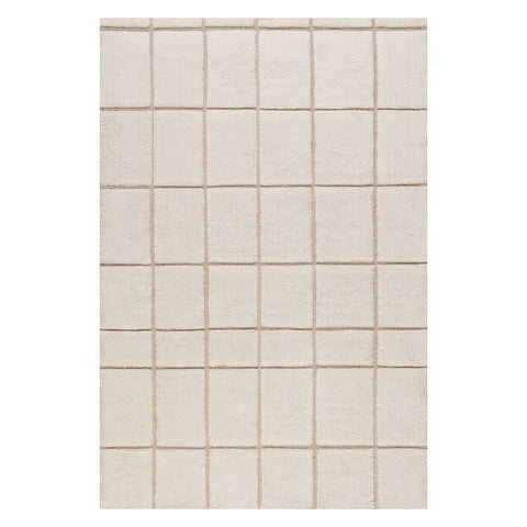 Clove Checked New Zealand Wool Rug | Ivory