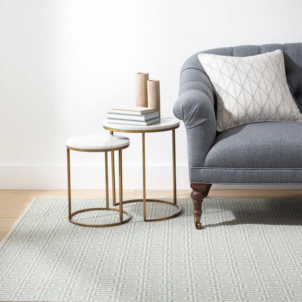 Zipper Handwoven Cotton Rug | Blue/Ivory