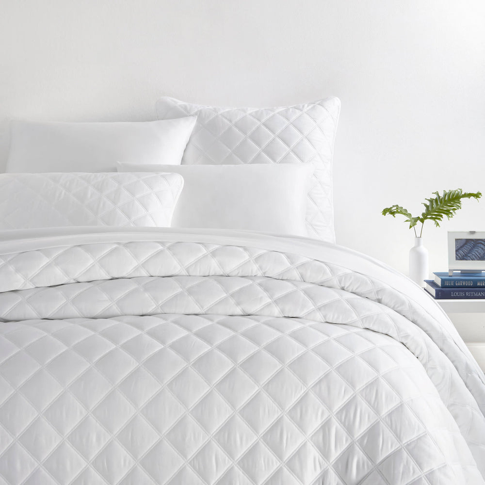 Quilted Silken Solid Coverlet | White