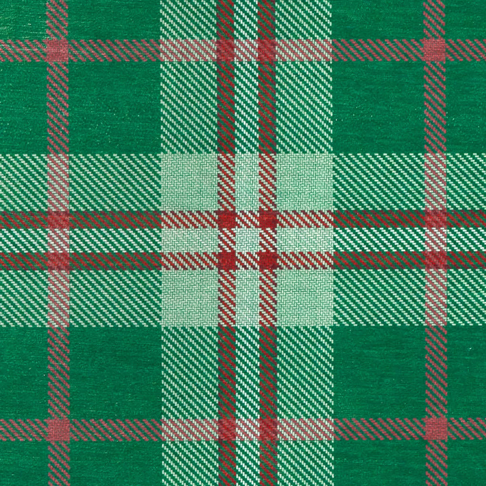Jolly Plaid Machine Washable Rug Swatch | Green
