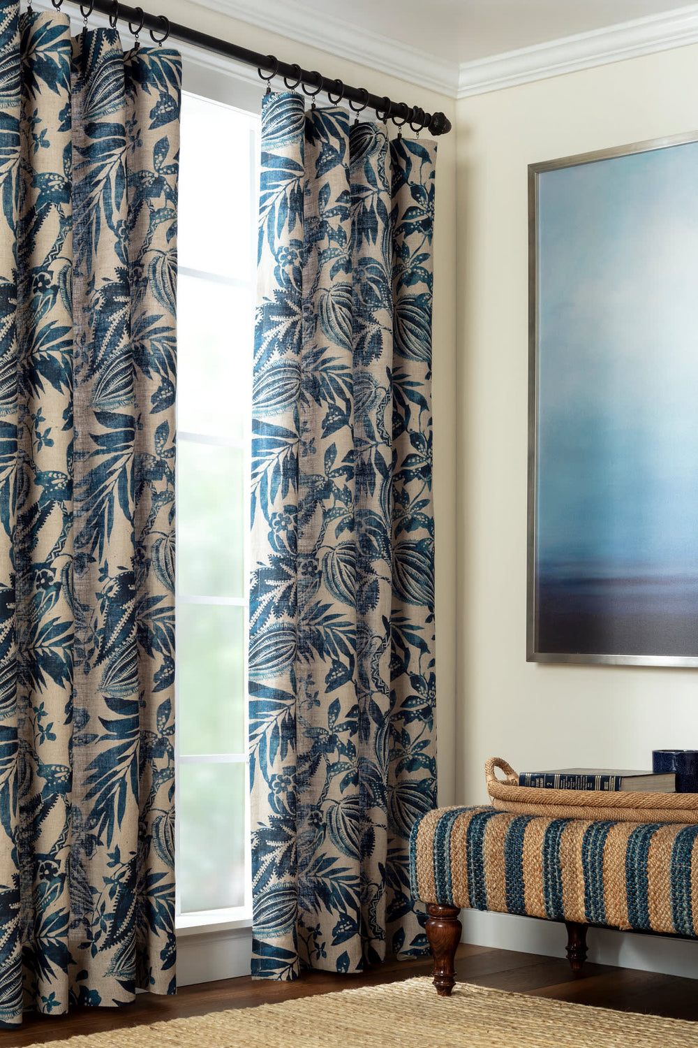 Antigua Linen Curtain Panel | Blue