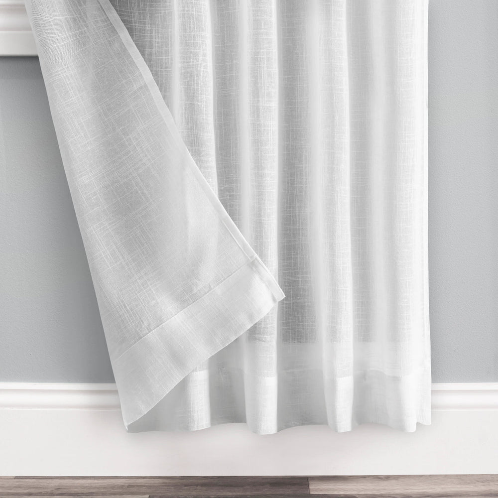 Textured Solid Curtain Panel Pair | White