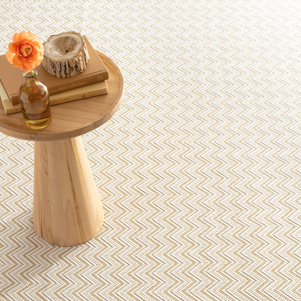 Happy Chevron Woven Indoor/Outdoor Custom Rug | Gold