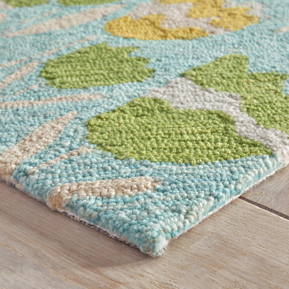 Zelie Hand Micro Hooked Wool Rug | Aqua
