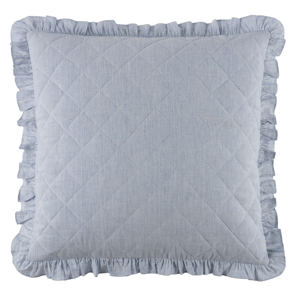 Parris Stripe Linen Quilted Sham | French Blue